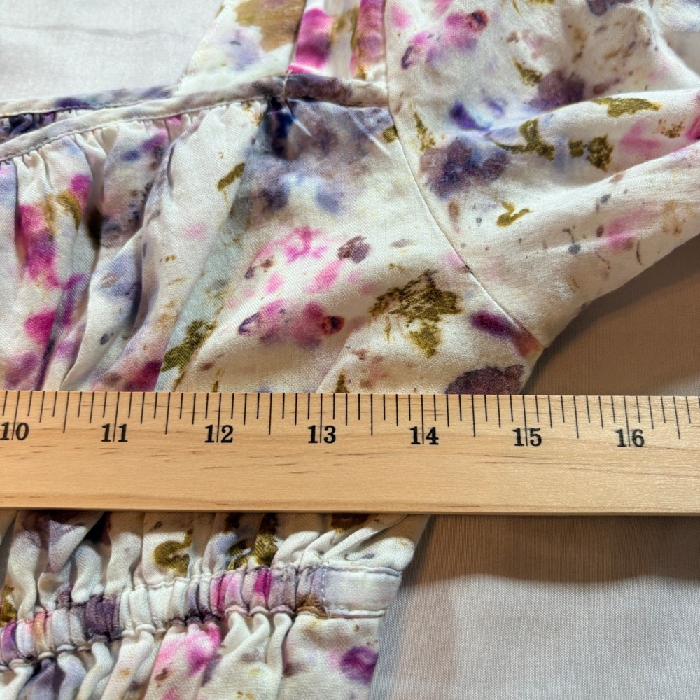 J.Crew Floral Smocked Peplum Blouse Womens Size 6 Square Neck Long Sleeve Top - Picture 4 of 7